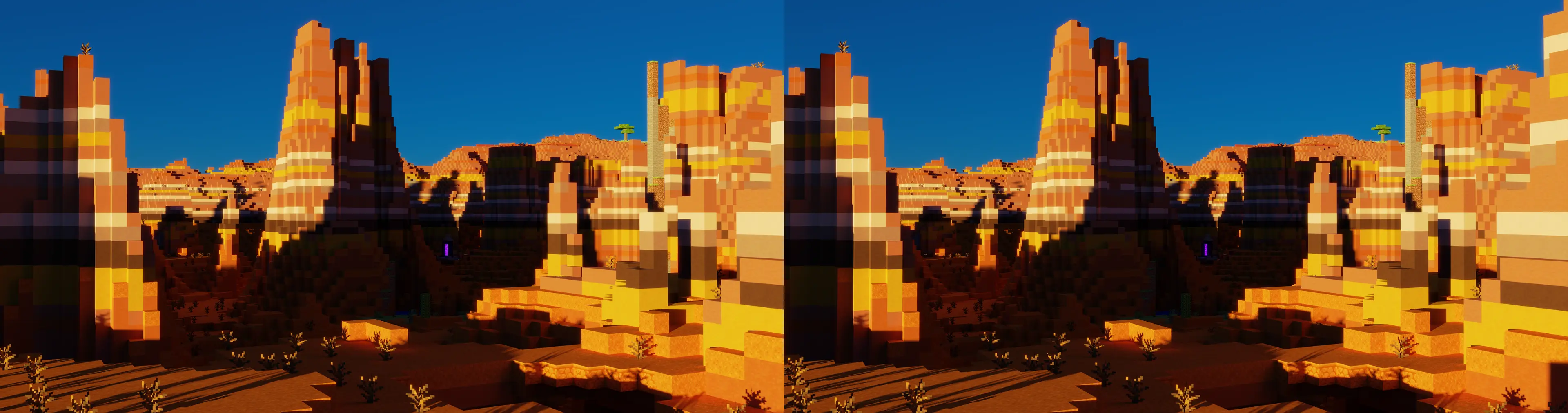 Minecraft mesa in stereo crossview