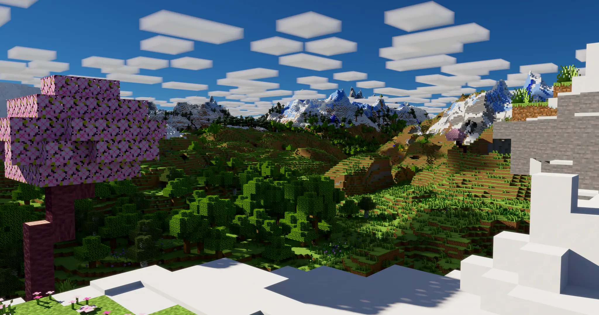 Minecraft mountain and valley